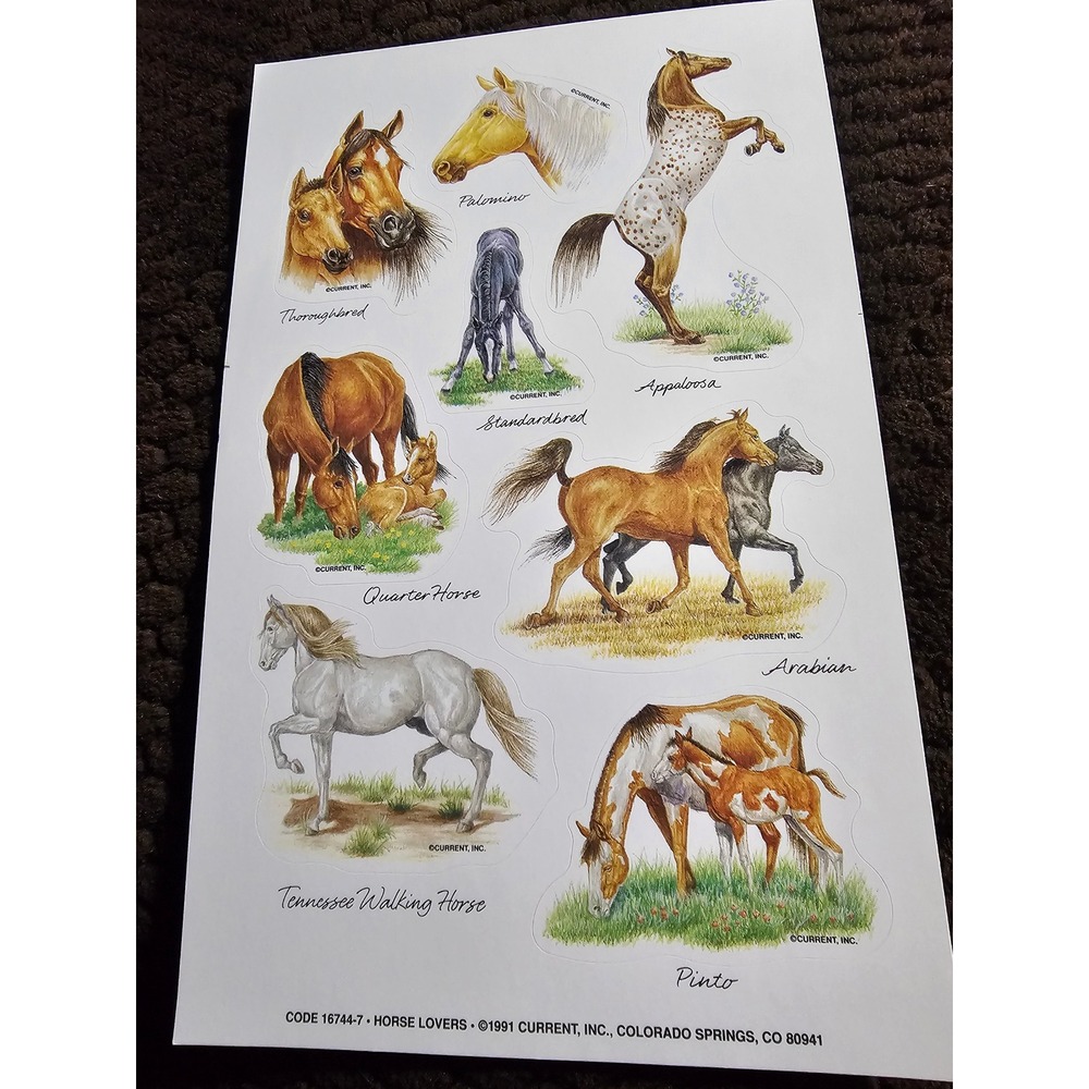 Vintage Current 1991 Horse Lovers Sheet Of‎ Stickers